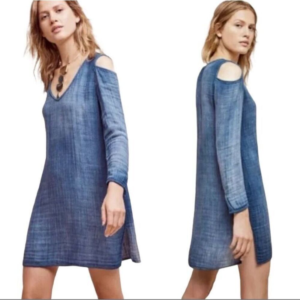 Anthropologie Cloth & Stone Cold‎ Shoulder Shift Dress XS
